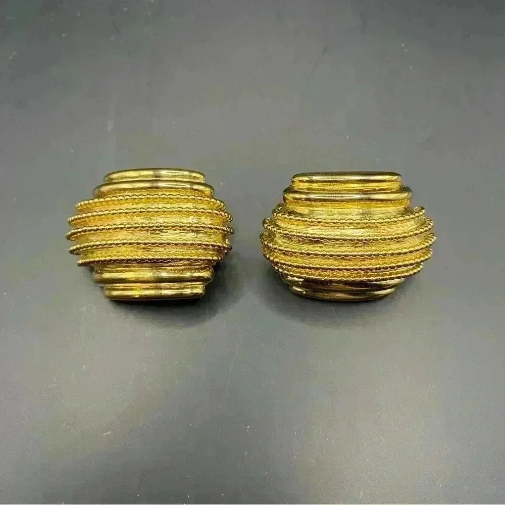 VGT St. John Gold-tone Designer Runway Clip-on Statement Earrings